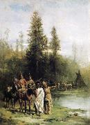 Paul Frenzeny Indians by a Riverbank oil painting